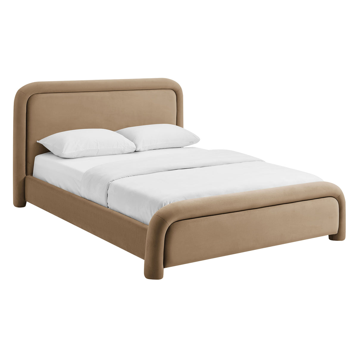 Beck Queen Performance Velvet Platform Bed - Taupe
