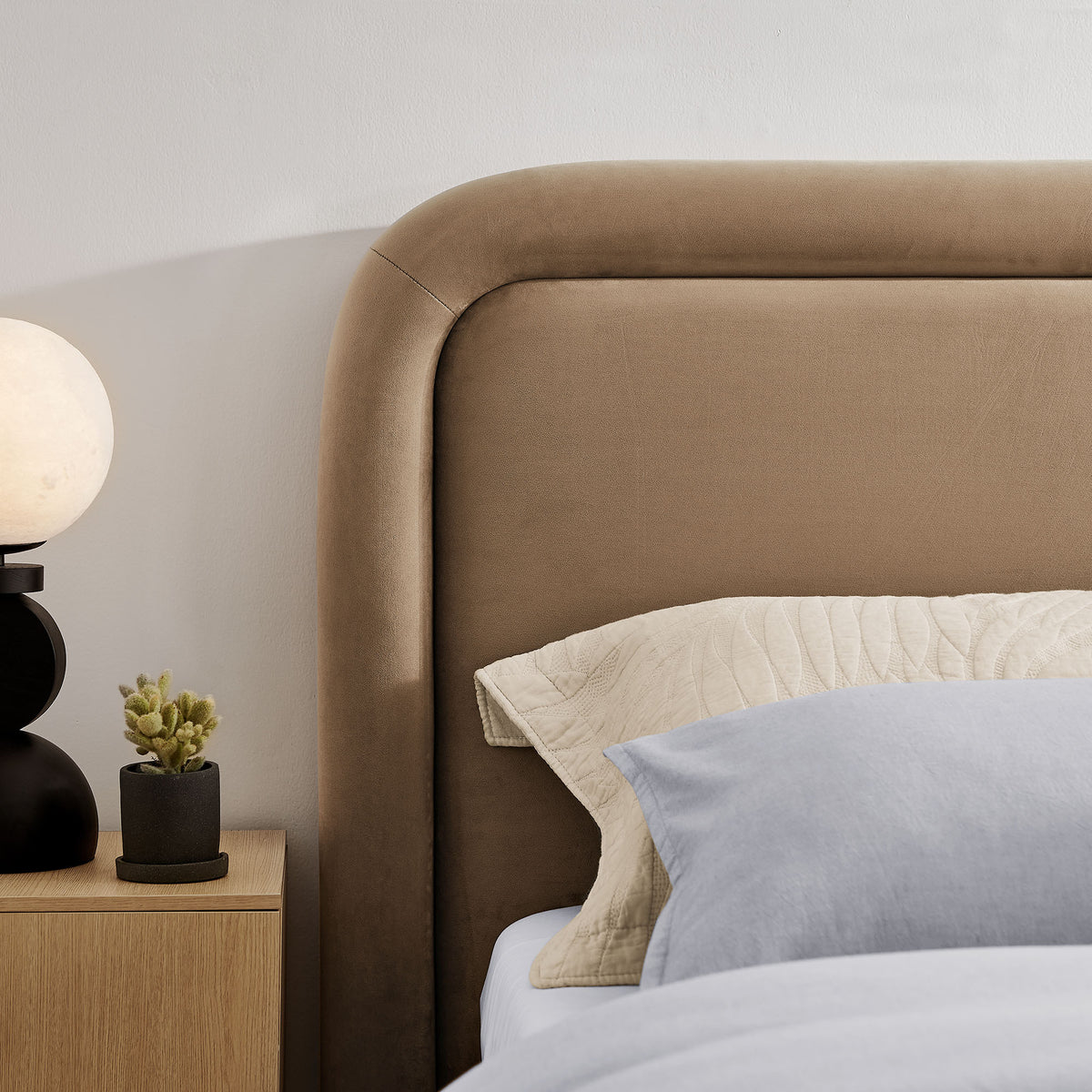 Beck Queen Performance Velvet Platform Bed - Taupe