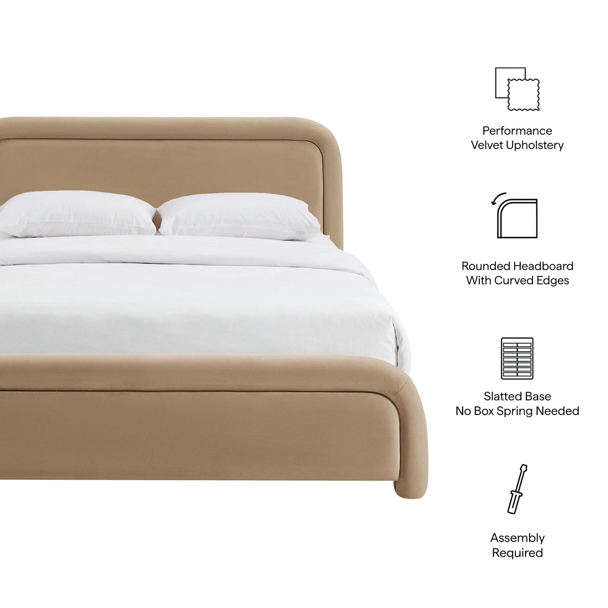 Beck Queen Performance Velvet Platform Bed - Taupe