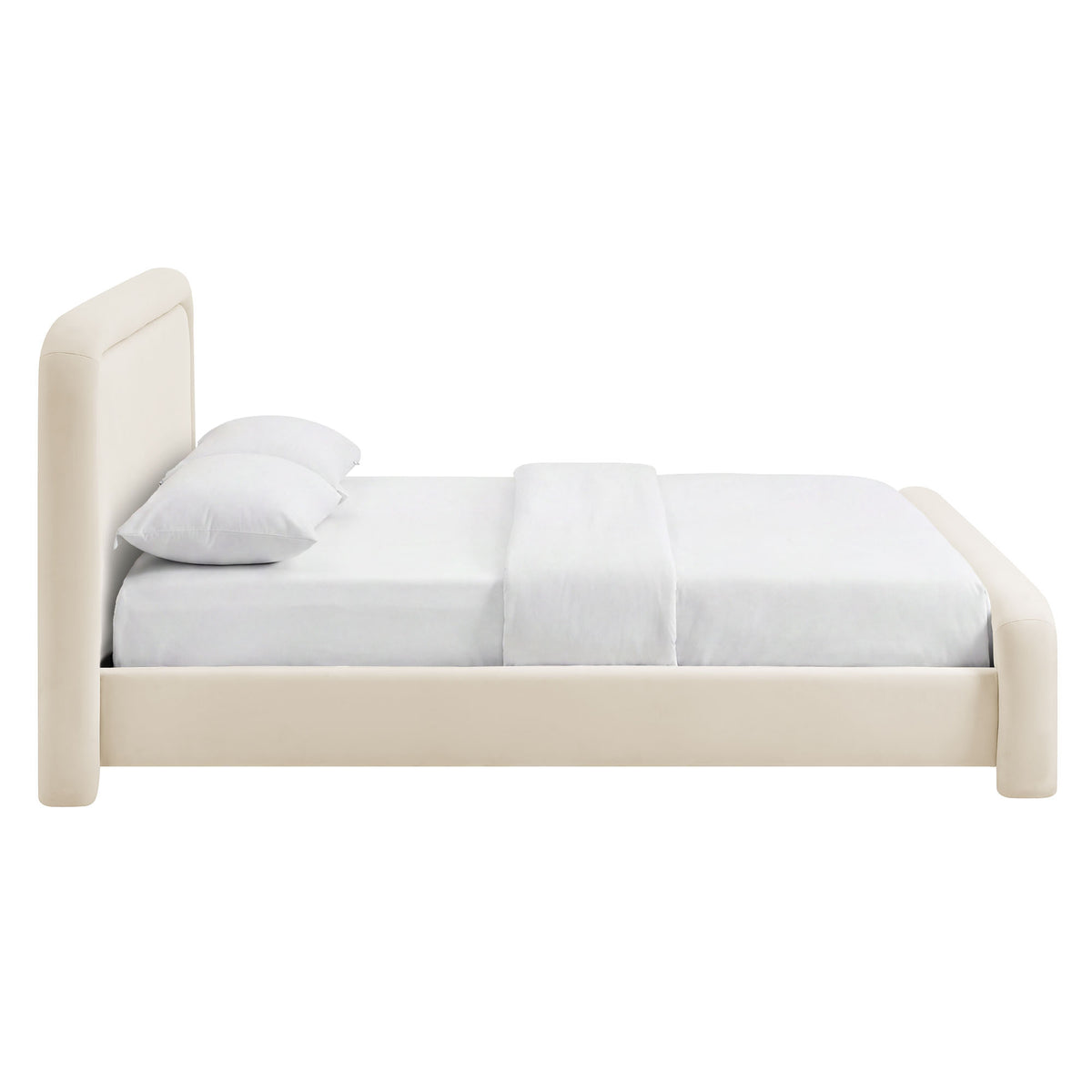 Beck King Performance Velvet Platform Bed - Alabaster