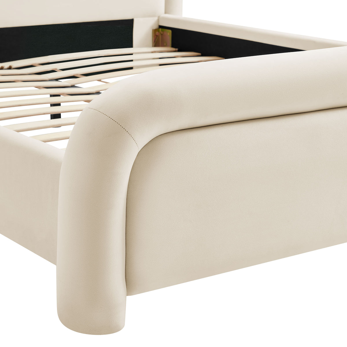 Beck King Performance Velvet Platform Bed - Alabaster