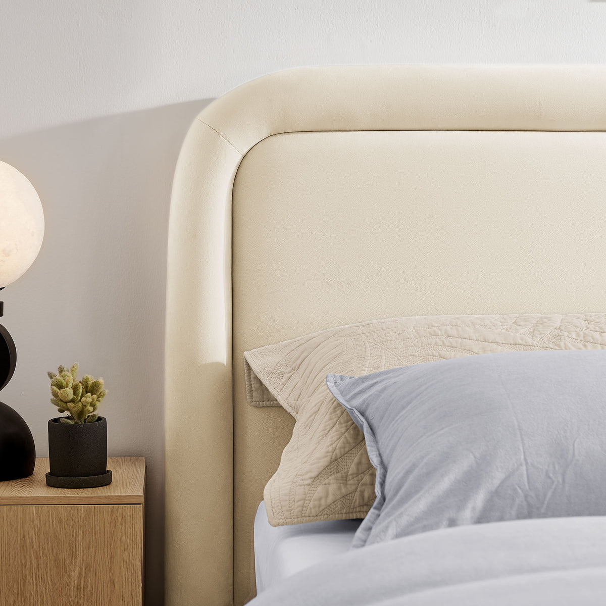 Beck King Performance Velvet Platform Bed - Alabaster
