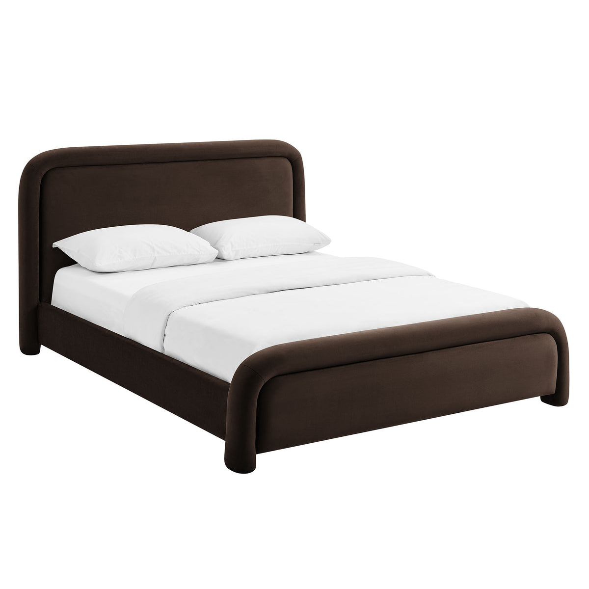 Beck King Performance Velvet Platform Bed - Chocolate Brown