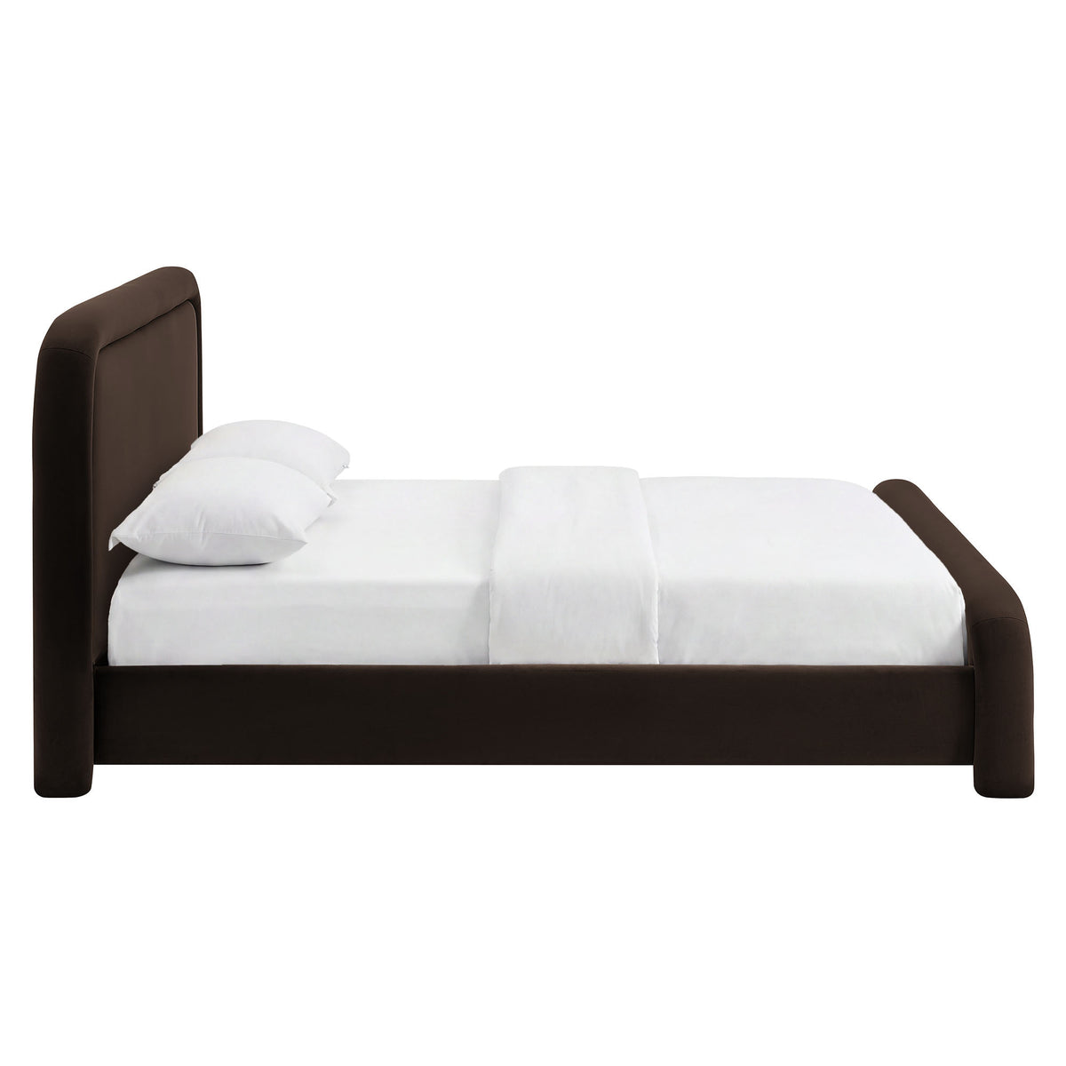 Beck King Performance Velvet Platform Bed - Chocolate Brown