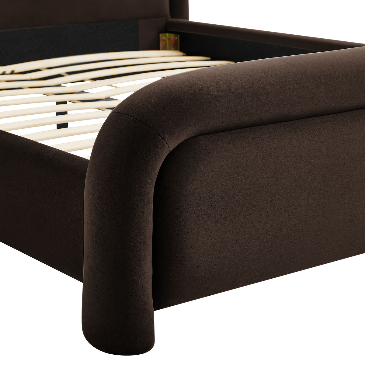 Beck King Performance Velvet Platform Bed - Chocolate Brown
