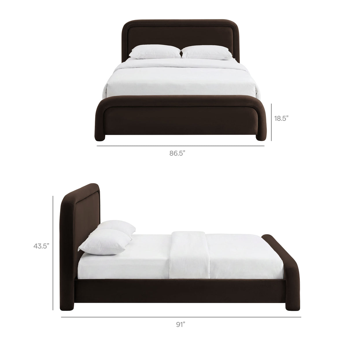 Beck King Performance Velvet Platform Bed - Chocolate Brown