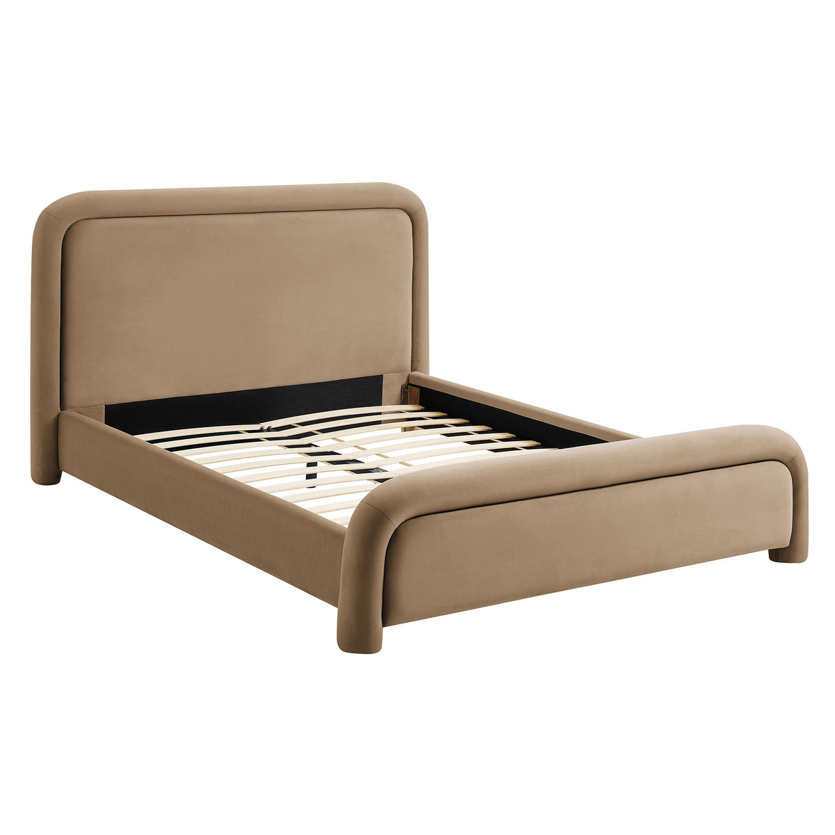 Beck King Performance Velvet Platform Bed - Taupe