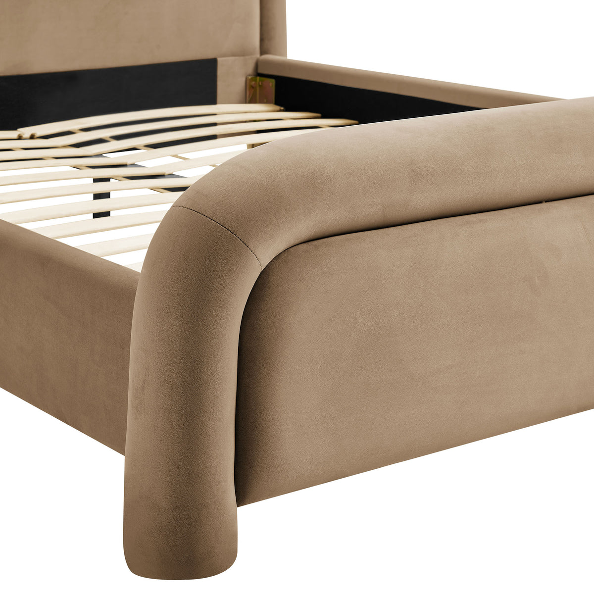 Beck King Performance Velvet Platform Bed - Taupe