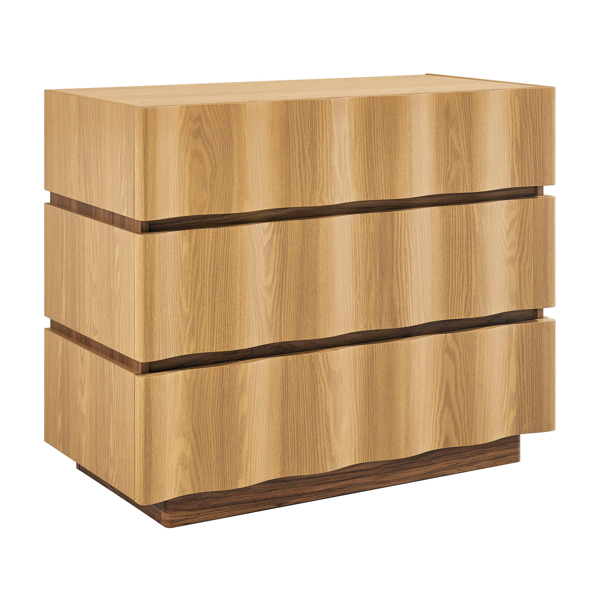 Isola Wavy 3 Drawer Chest - Light Oak Walnut