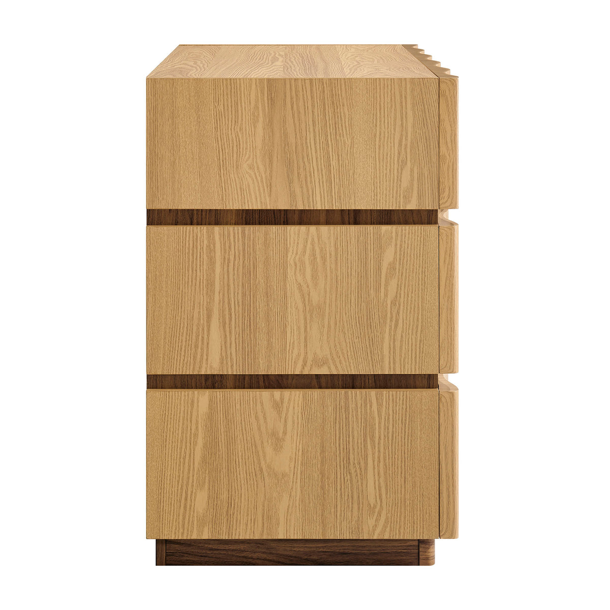 Isola Wavy 3 Drawer Chest - Light Oak Walnut
