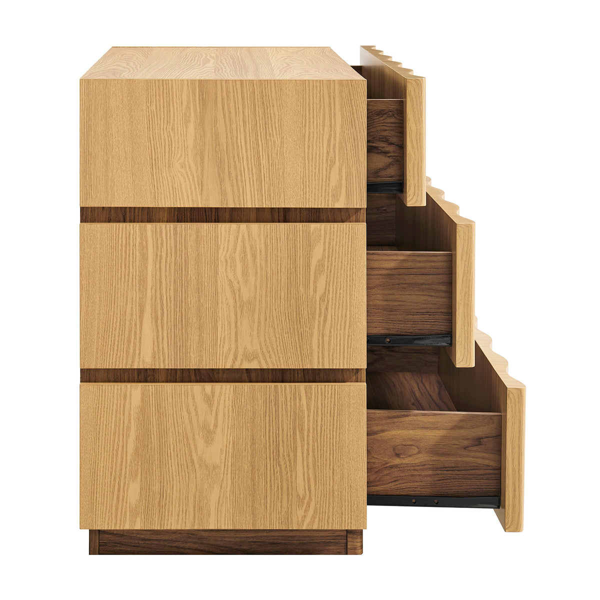 Isola Wavy 3 Drawer Chest - Light Oak Walnut