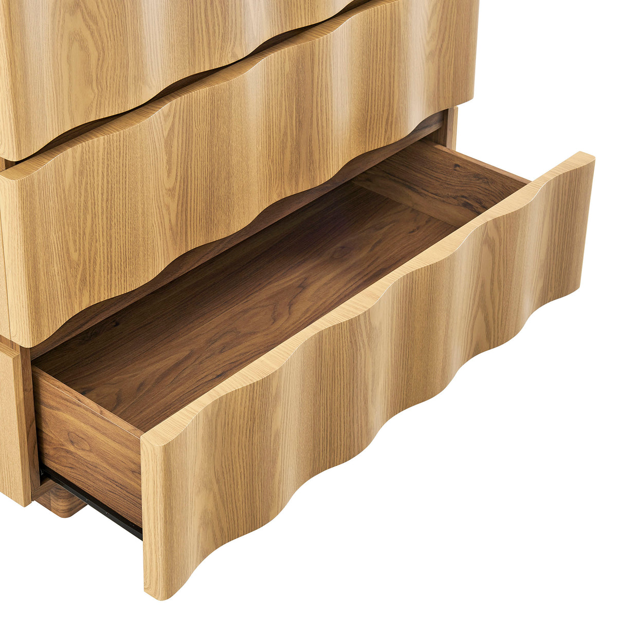 Isola Wavy 3 Drawer Chest - Light Oak Walnut
