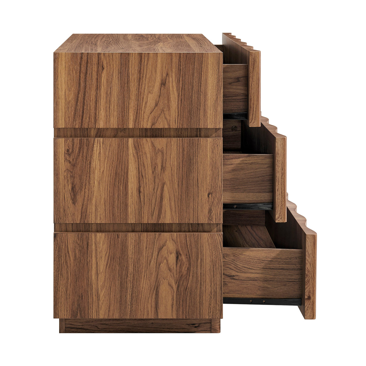 Isola Wavy 3 Drawer Chest - Walnut