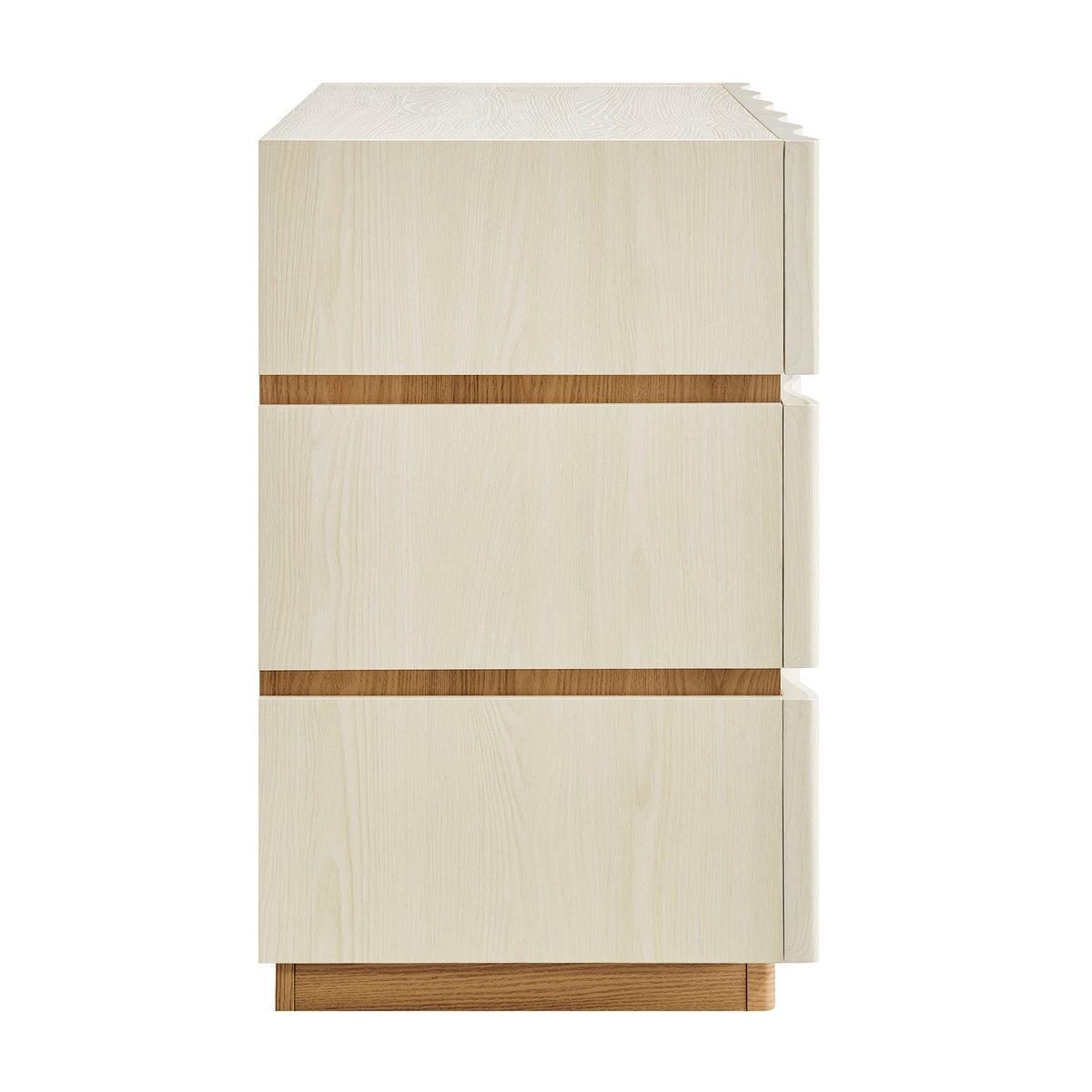 Isola Wavy 3 Drawer Chest - White Light Oak