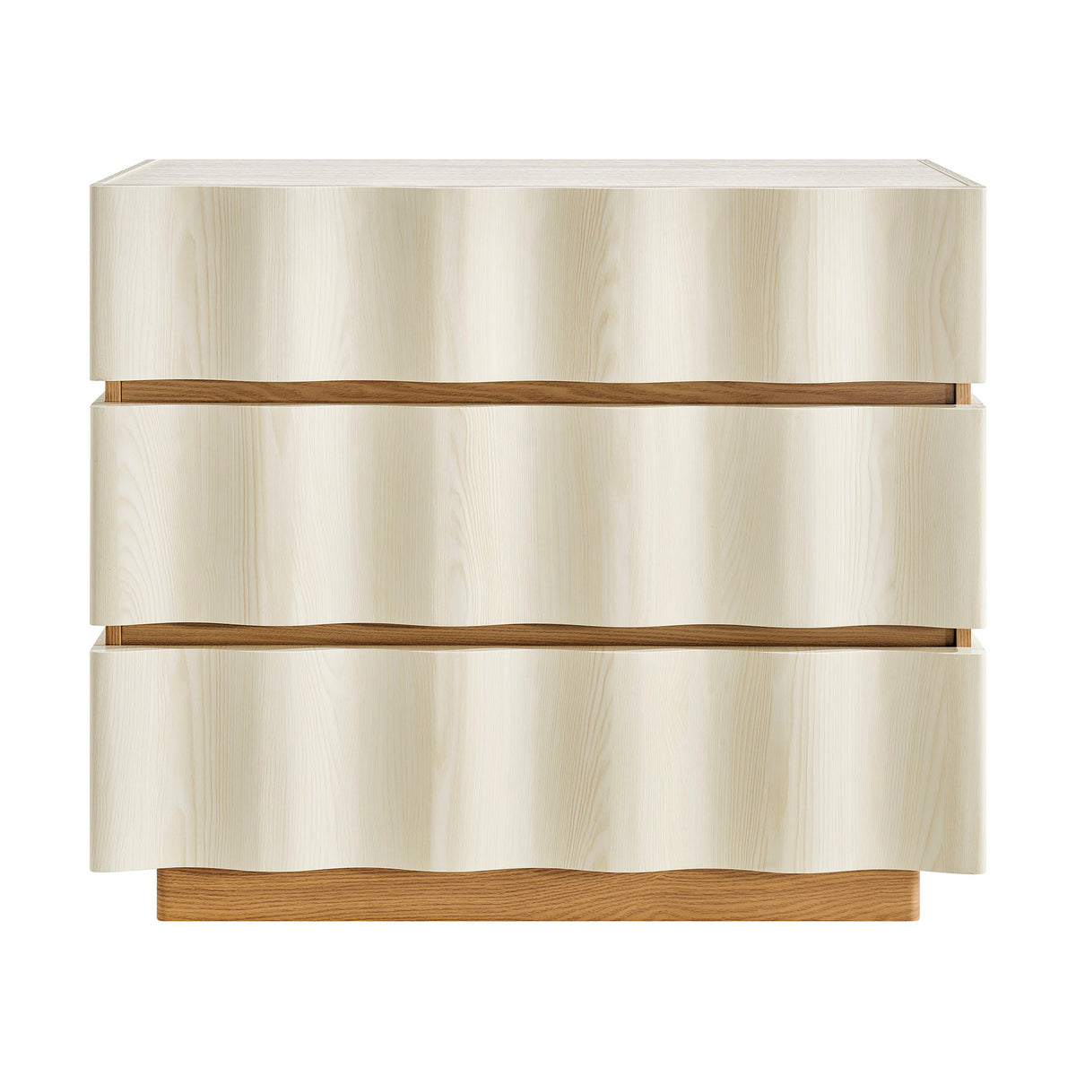 Isola Wavy 3 Drawer Chest - White Light Oak