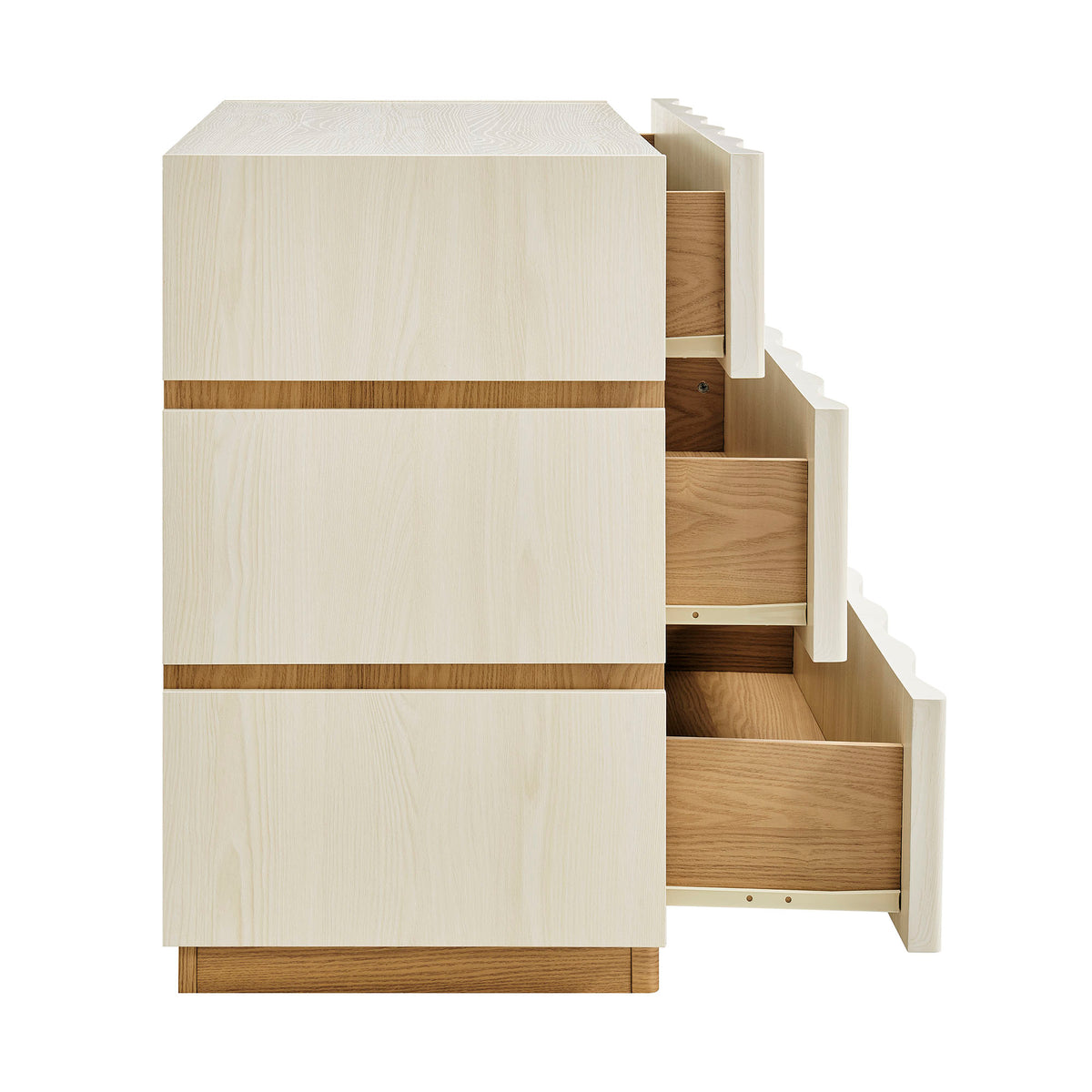 Isola Wavy 3 Drawer Chest - White Light Oak
