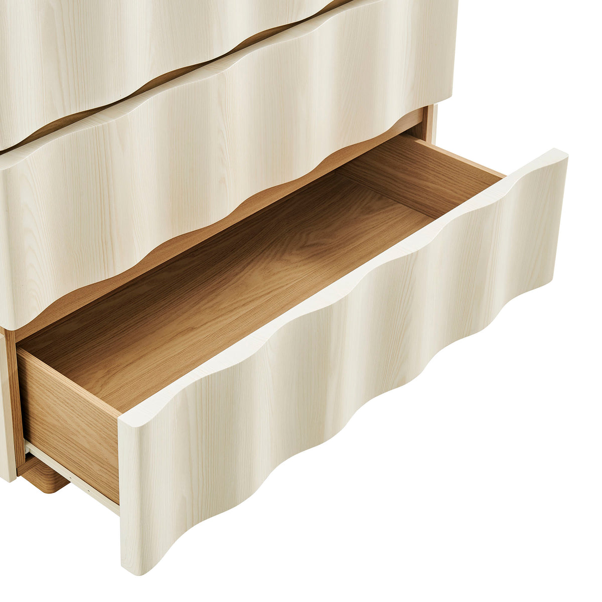 Isola Wavy 3 Drawer Chest - White Light Oak