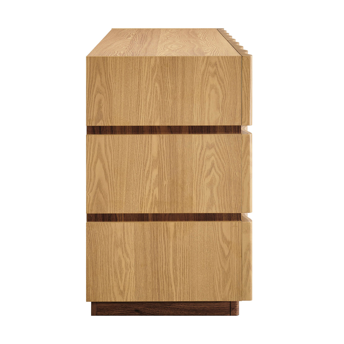 Isola Wavy 6 Drawer Dresser - Light Oak Walnut