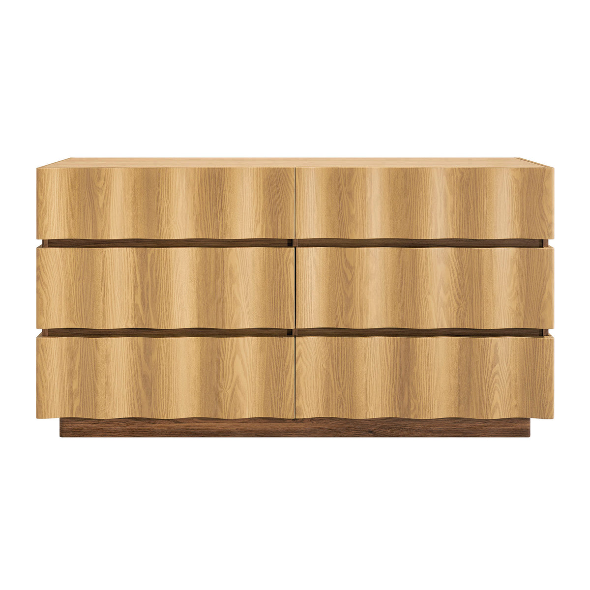 Isola Wavy 6 Drawer Dresser - Light Oak Walnut