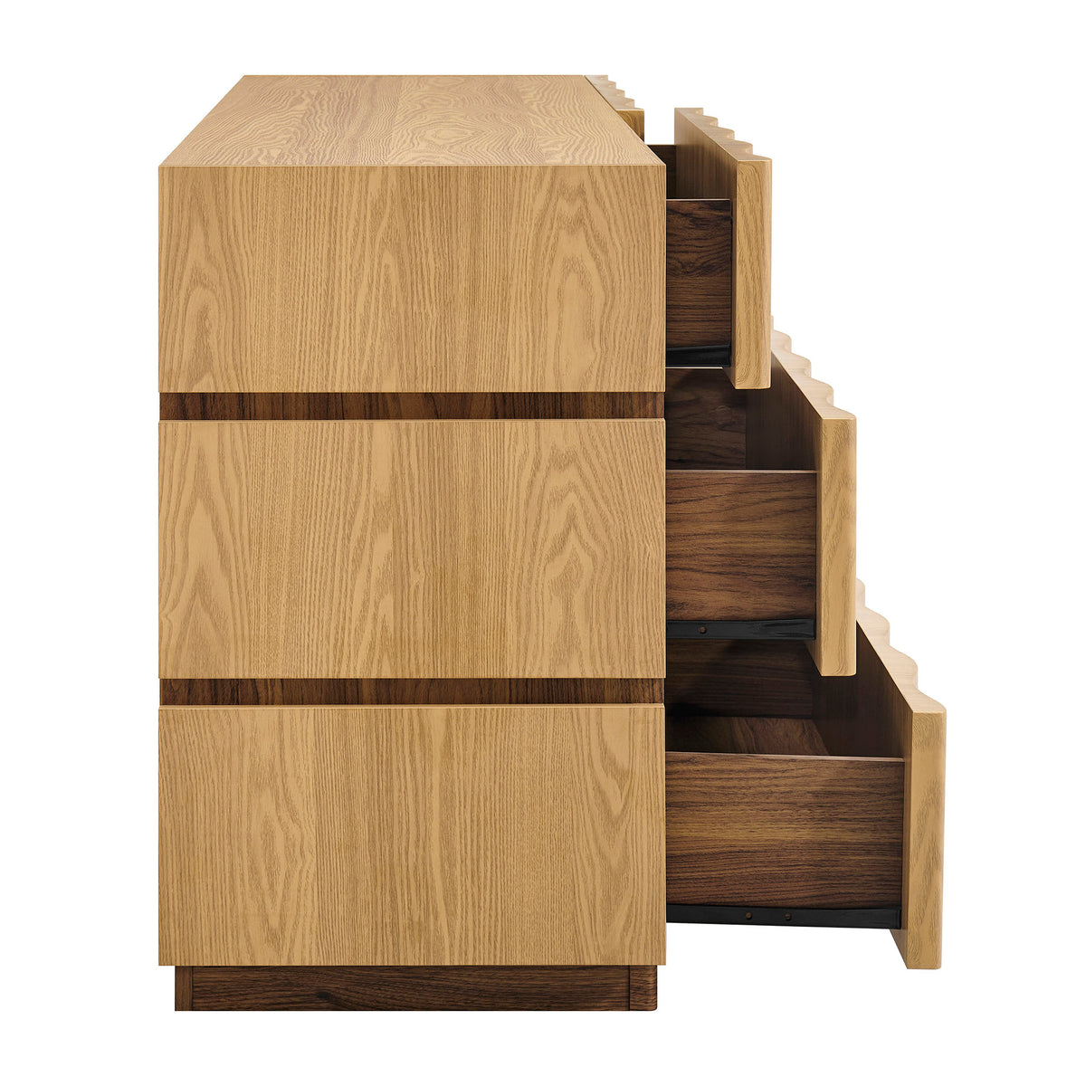 Isola Wavy 6 Drawer Dresser - Light Oak Walnut