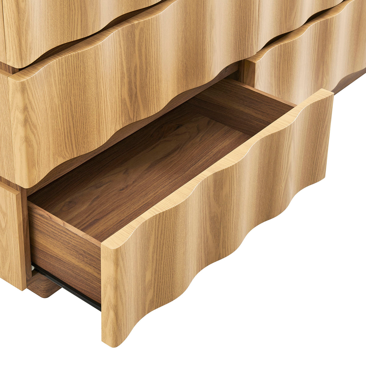 Isola Wavy 6 Drawer Dresser - Light Oak Walnut