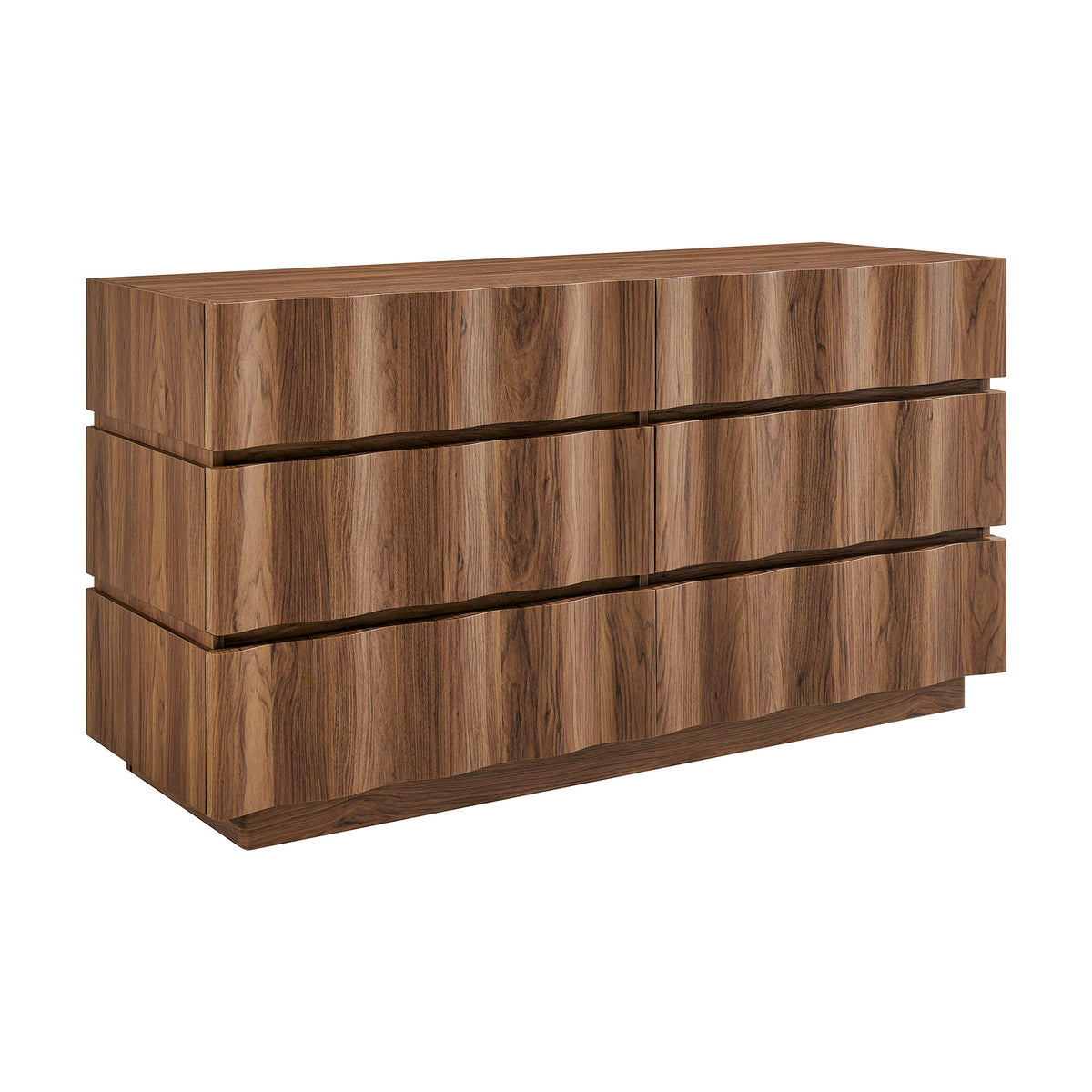 Isola Wavy 6 Drawer Dresser - Walnut
