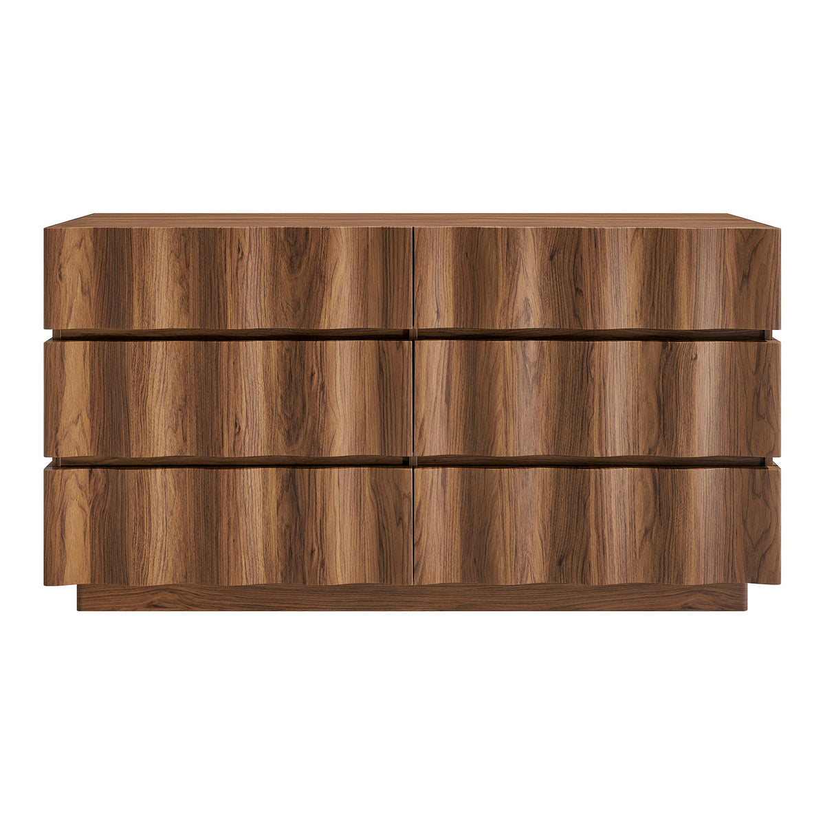 Isola Wavy 6 Drawer Dresser - Walnut