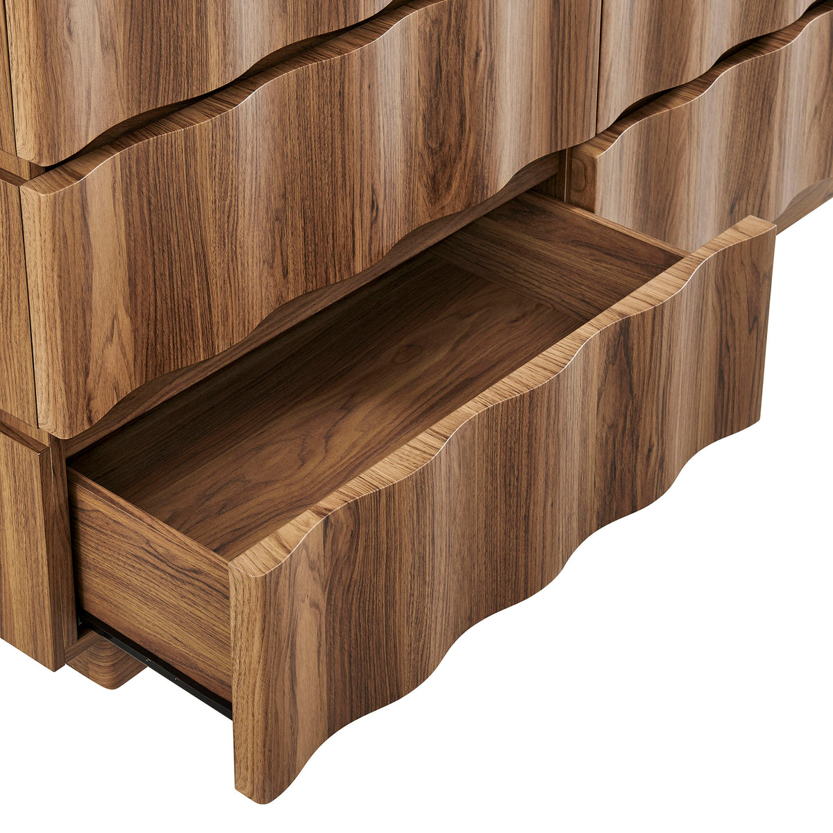 Isola Wavy 6 Drawer Dresser - Walnut