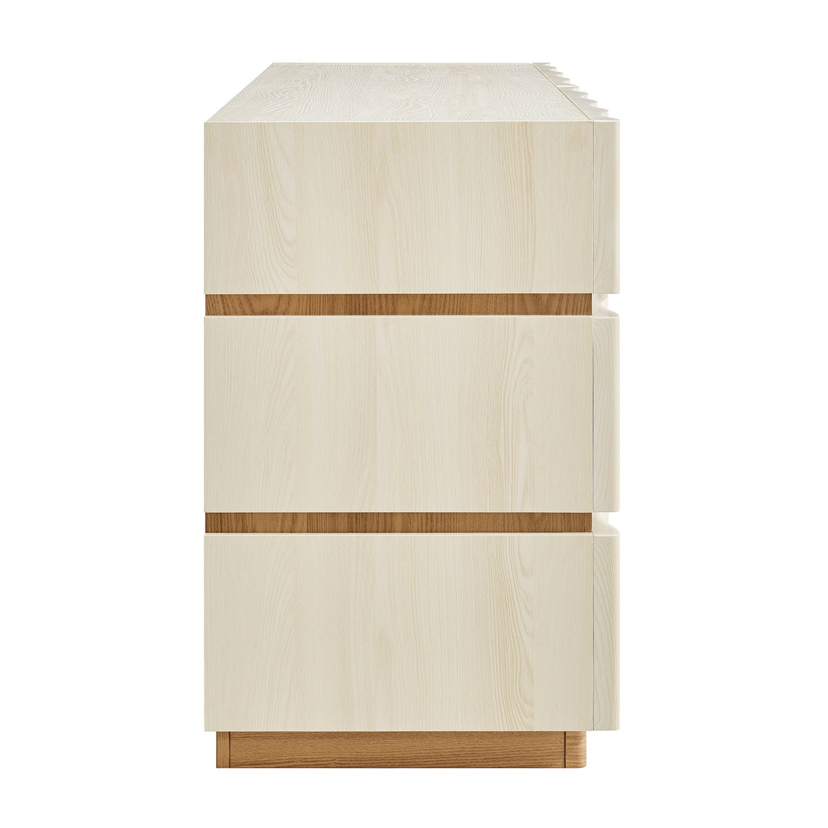 Isola Wavy 6 Drawer Dresser - White Light Oak