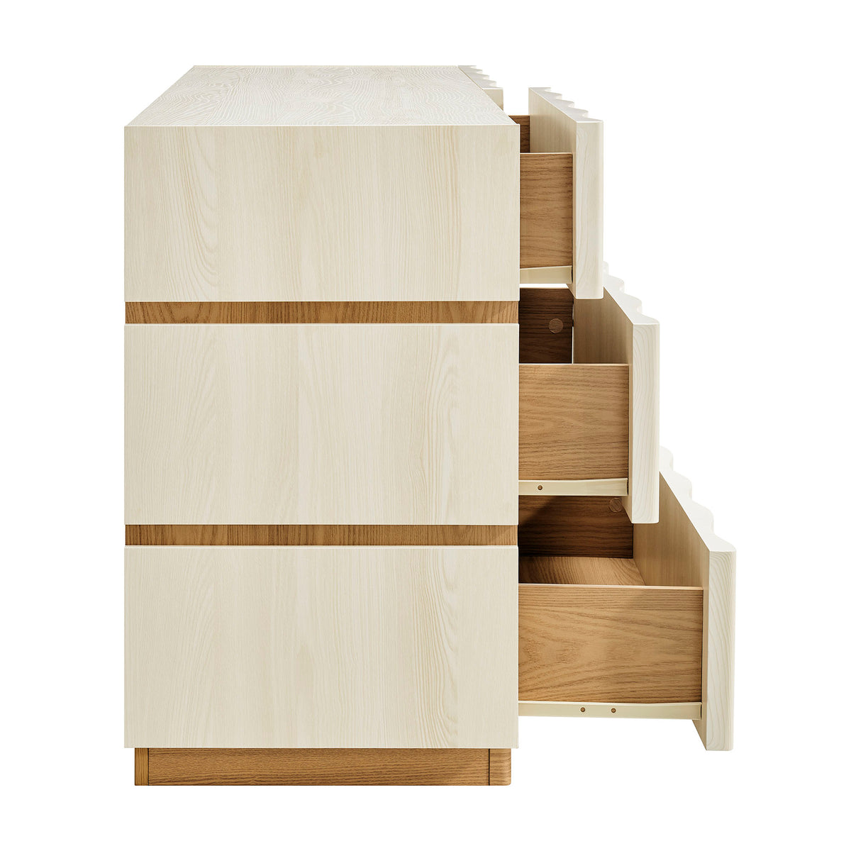 Isola Wavy 6 Drawer Dresser - White Light Oak