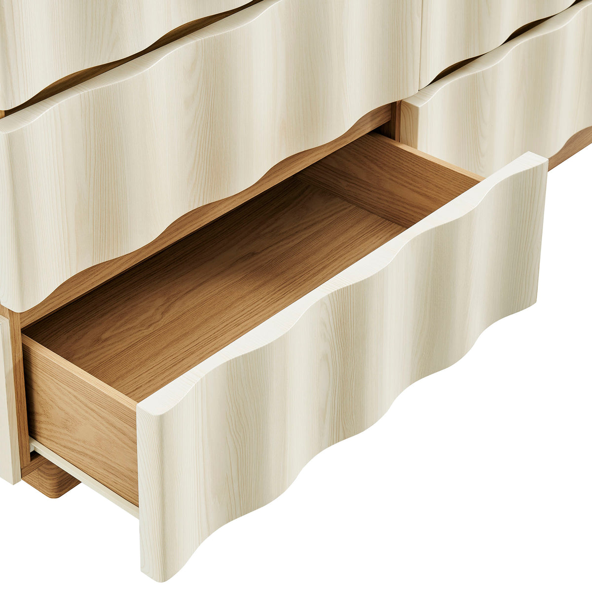 Isola Wavy 6 Drawer Dresser - White Light Oak