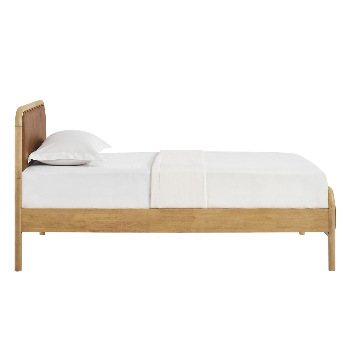 Wexford Vegan Leather Twin Platform Bed - Light Oak Canyon