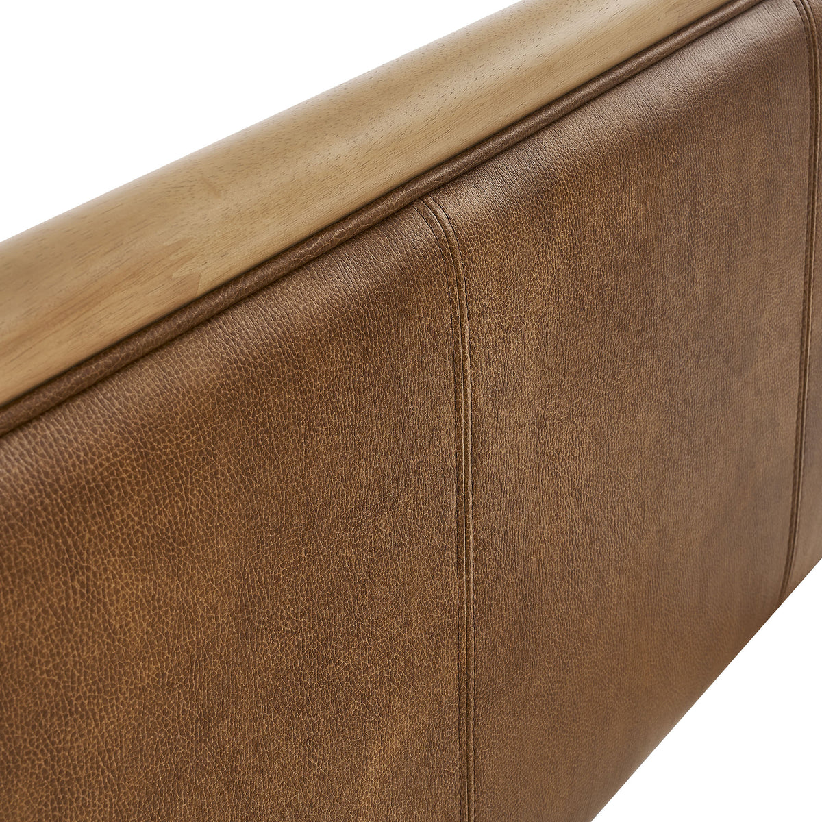 Wexford Vegan Leather Twin Platform Bed - Light Oak Canyon