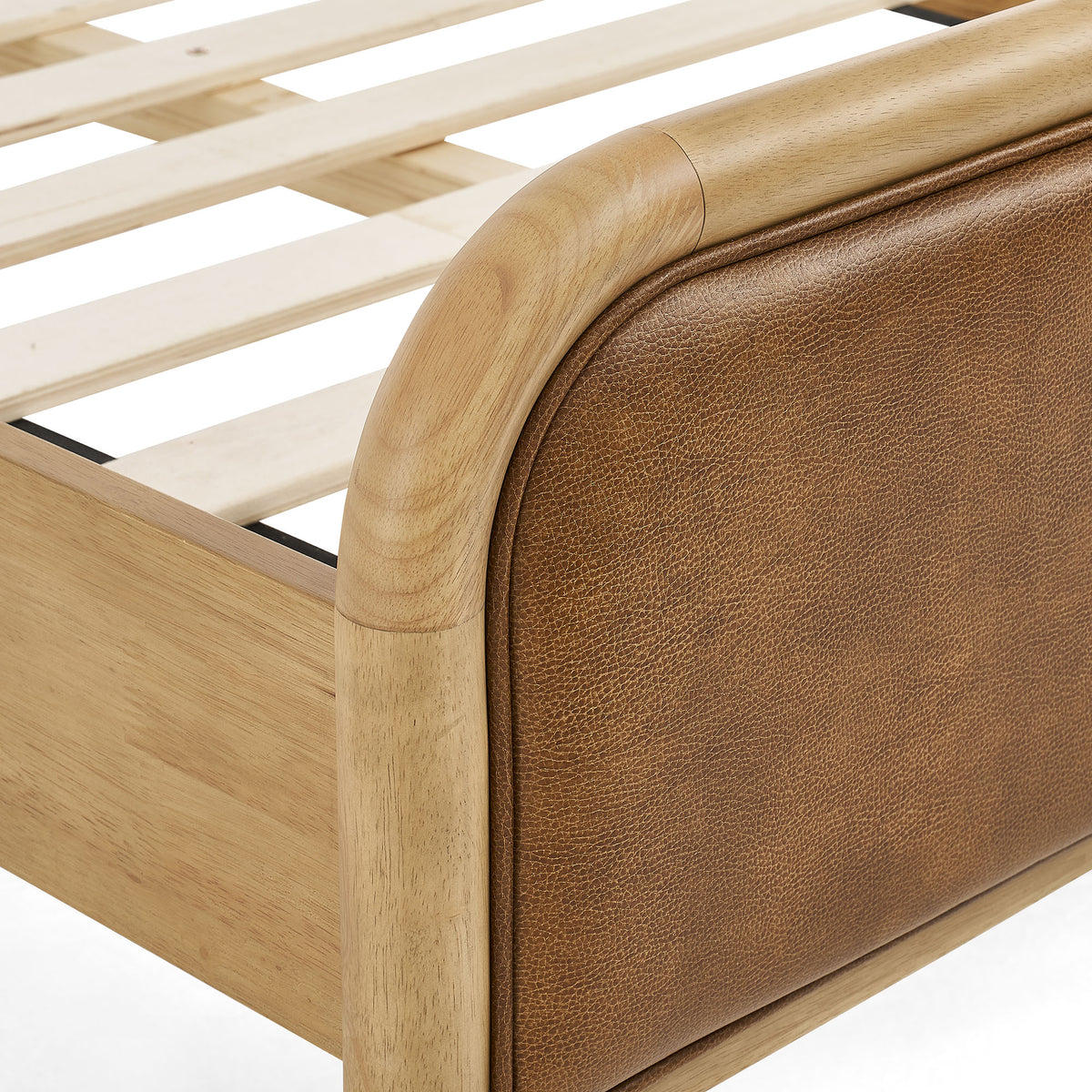 Wexford Vegan Leather Twin Platform Bed - Light Oak Canyon