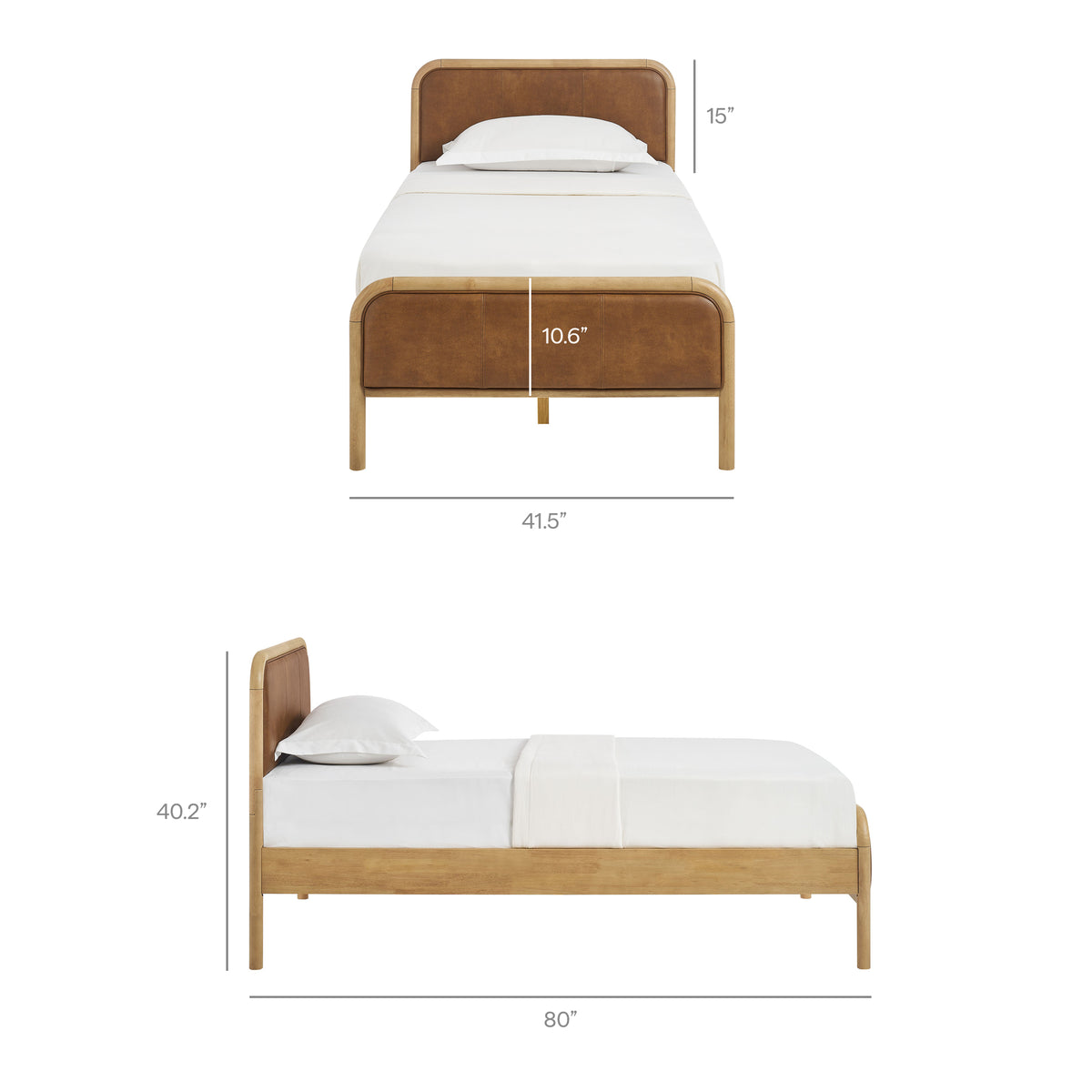 Wexford Vegan Leather Twin Platform Bed - Light Oak Canyon