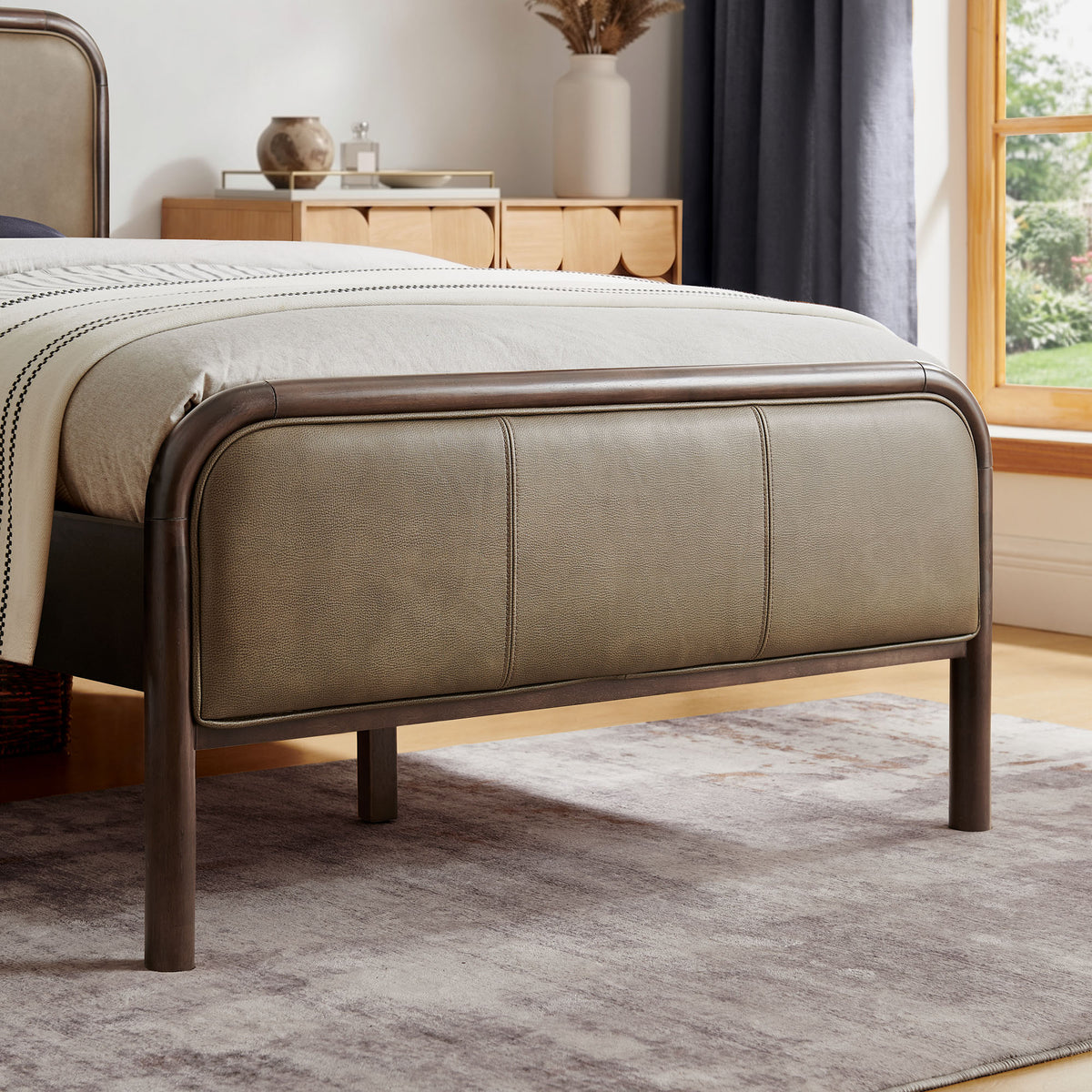 Wexford Vegan Leather Twin Platform Bed - Wenge Mushroom