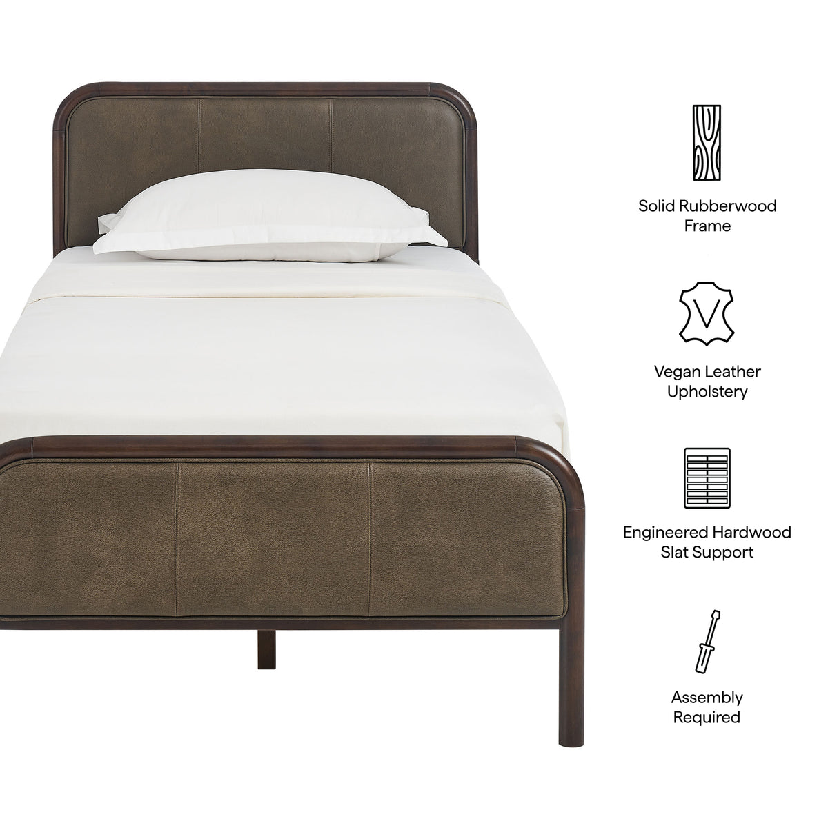 Wexford Vegan Leather Twin Platform Bed - Wenge Mushroom