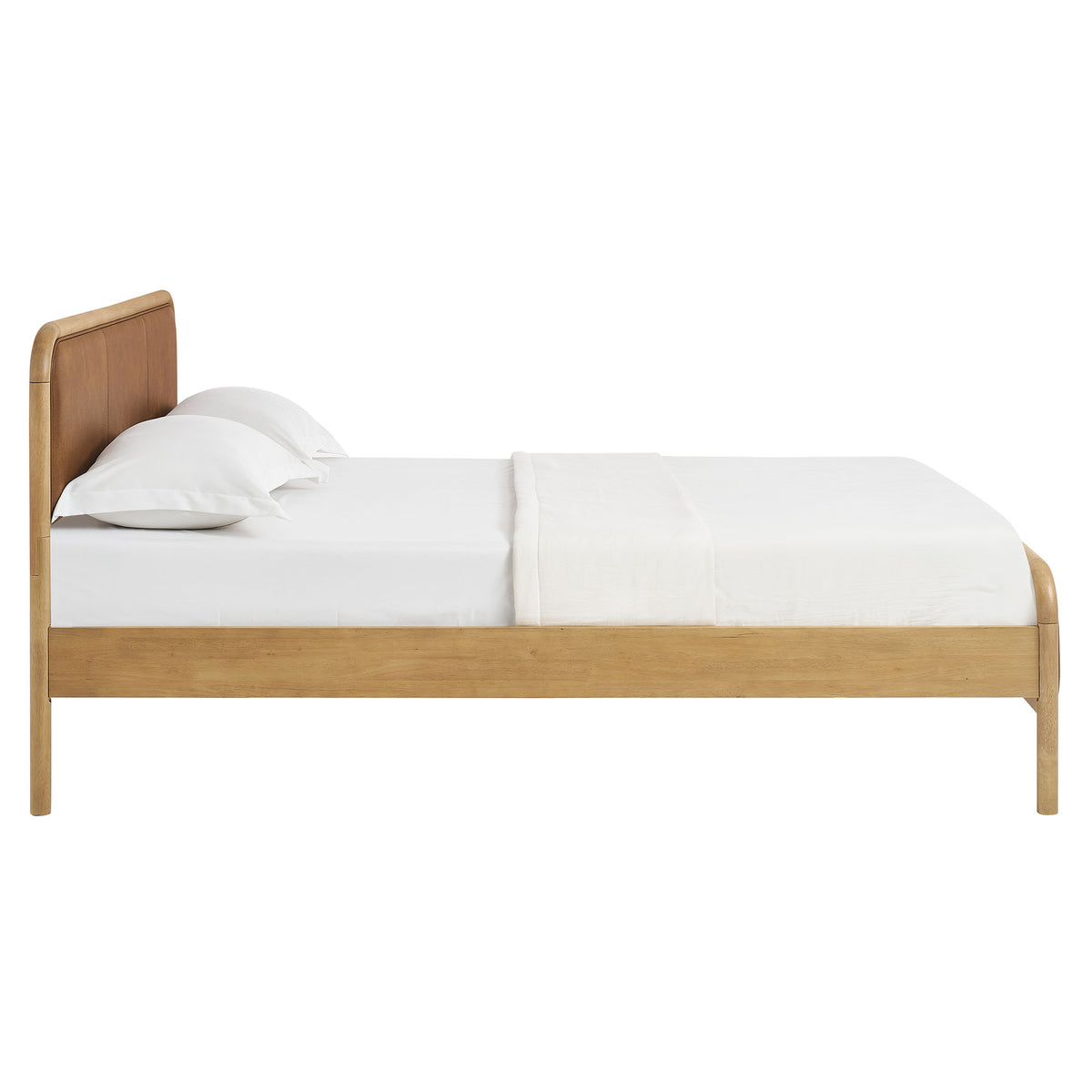 Wexford Vegan Leather Full Platform Bed - Light Oak Canyon