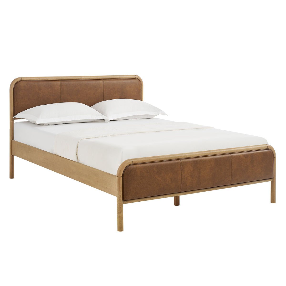 Wexford Vegan Leather Queen Platform Bed - Light Oak Canyon