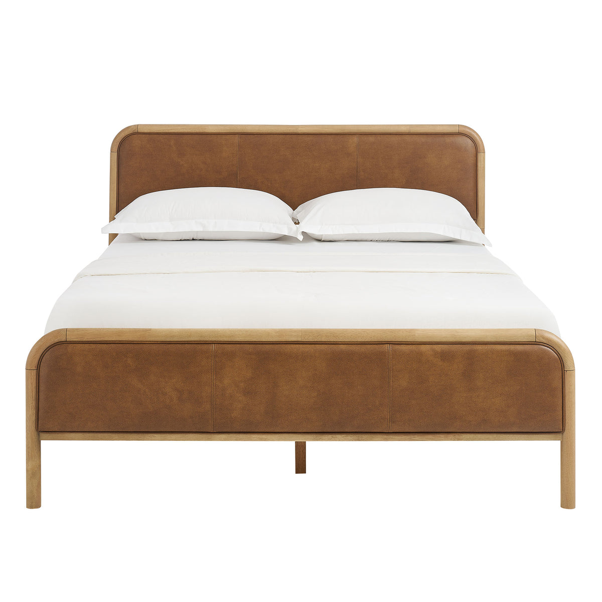 Wexford Vegan Leather Queen Platform Bed - Light Oak Canyon