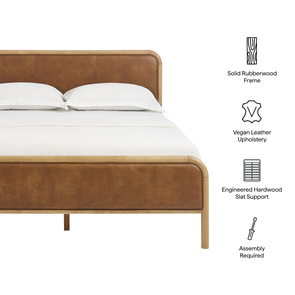Wexford Vegan Leather Queen Platform Bed - Light Oak Canyon