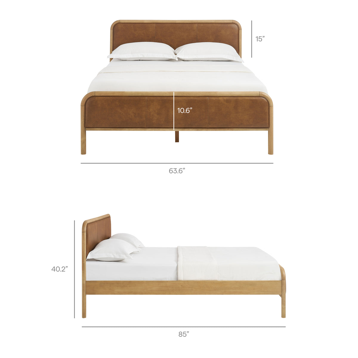 Wexford Vegan Leather Queen Platform Bed - Light Oak Canyon