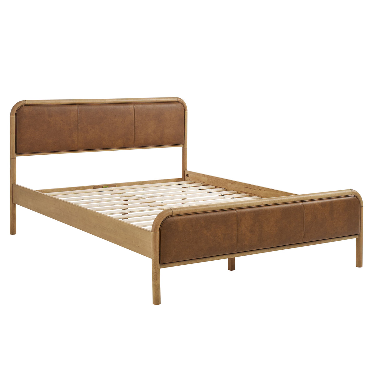 Wexford Vegan Leather King Platform Bed - Light Oak Canyon
