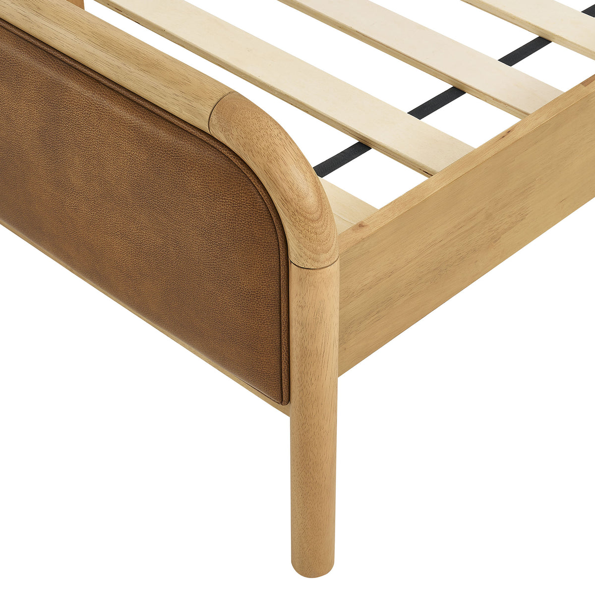 Wexford Vegan Leather King Platform Bed - Light Oak Canyon