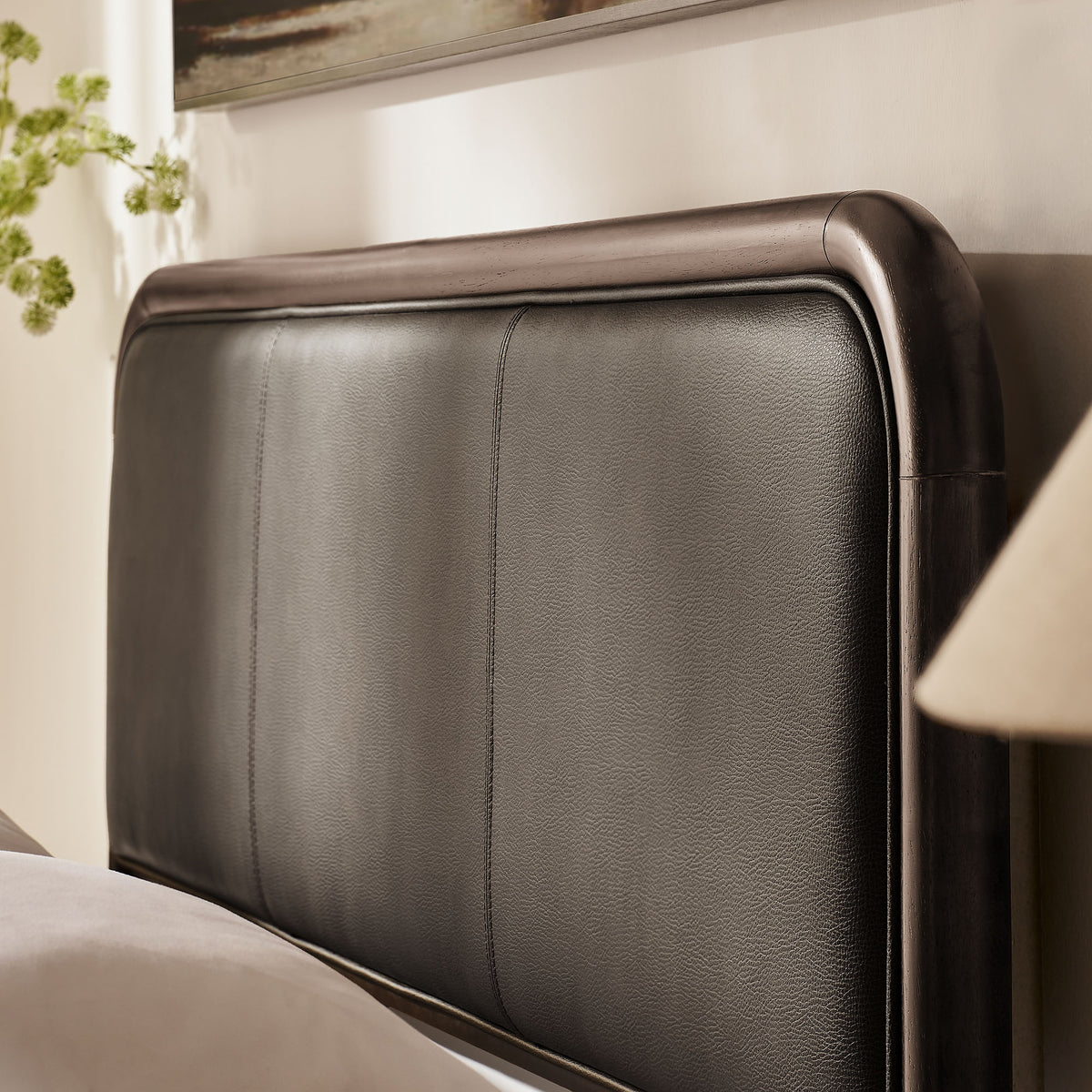 Wexford Vegan Leather King Platform Bed - Wenge Mushroom