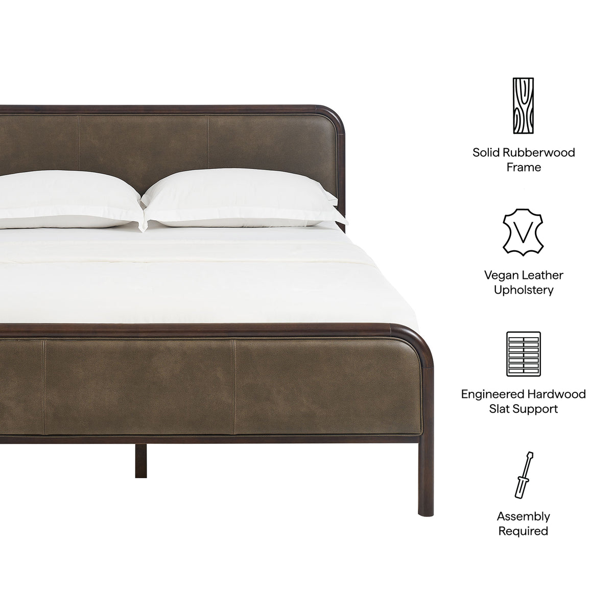 Wexford Vegan Leather King Platform Bed - Wenge Mushroom