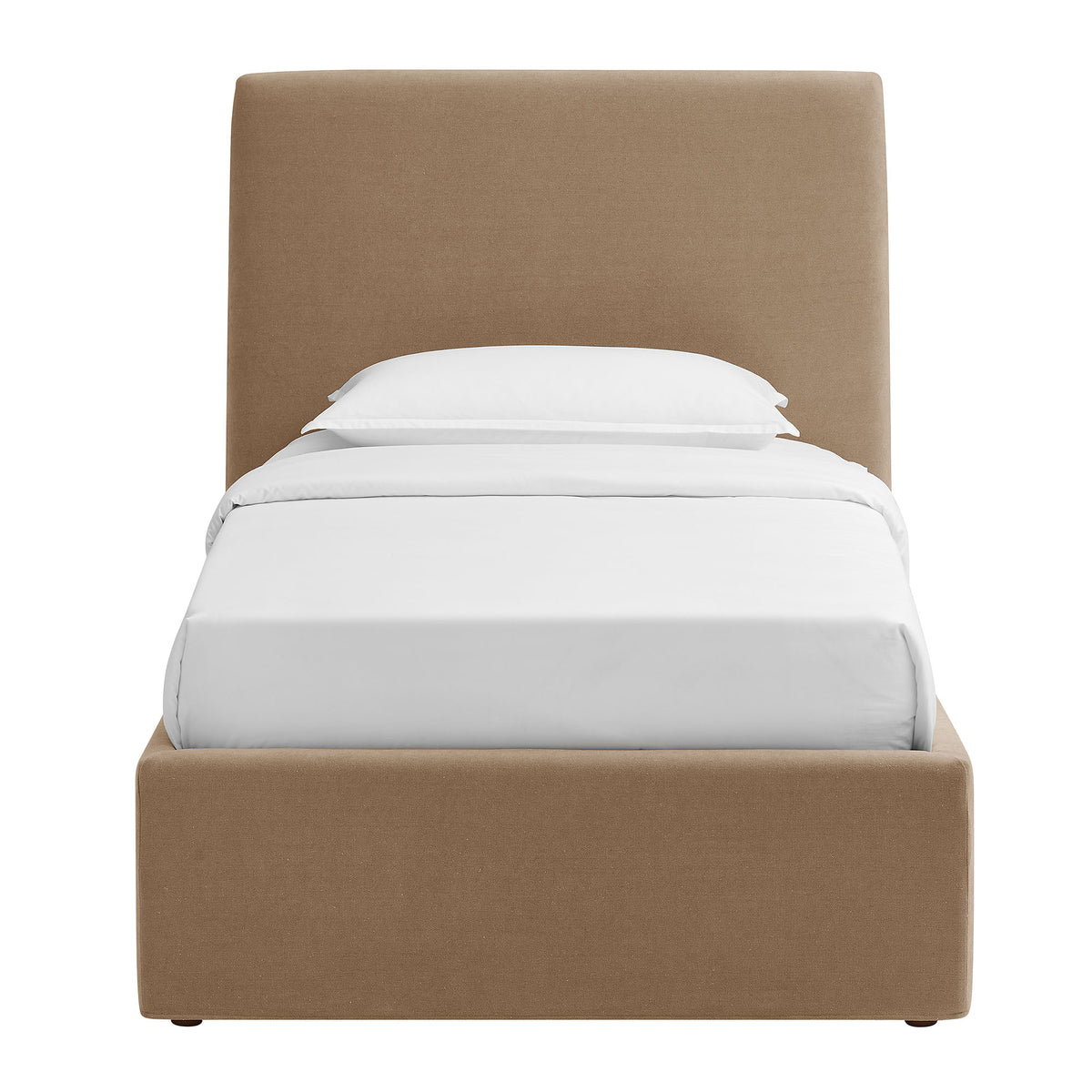 Pemberly Linen Blend Slipocovered Twin Size Storage Bed - Almond