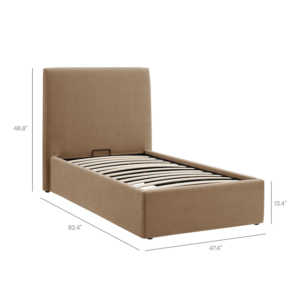Pemberly Linen Blend Slipocovered Twin Size Storage Bed - Almond