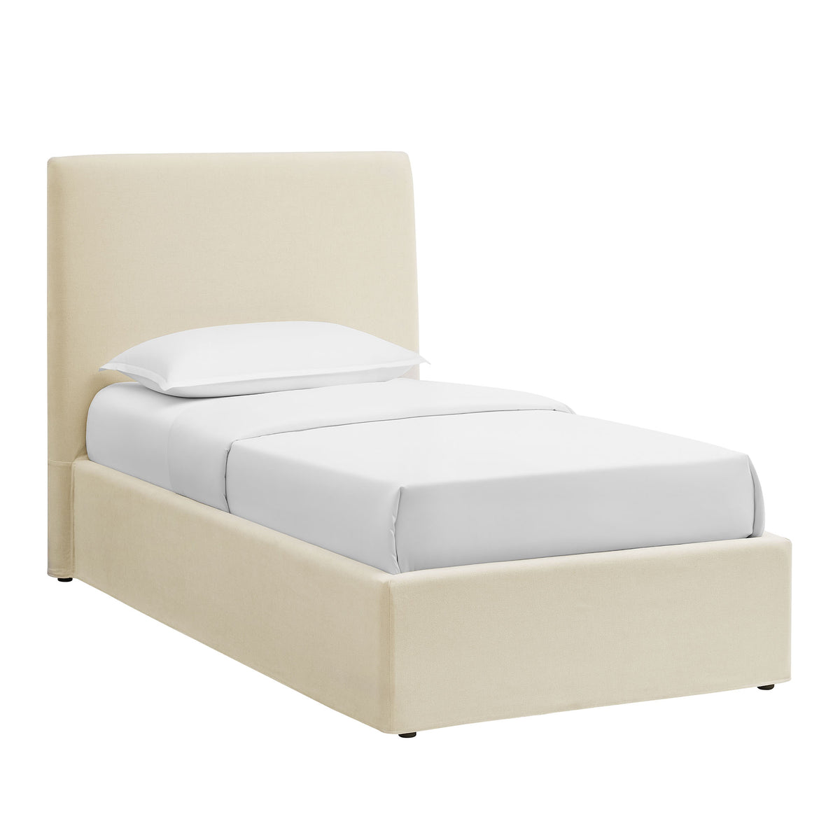 Pemberly Linen Blend Slipocovered Twin Size Storage Bed - Linen