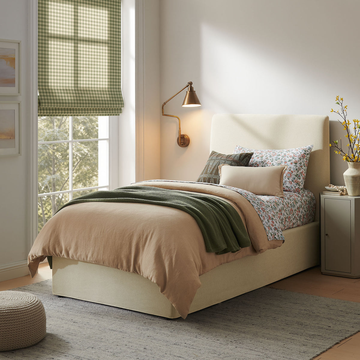 Pemberly Linen Blend Slipocovered Twin Size Storage Bed - Linen